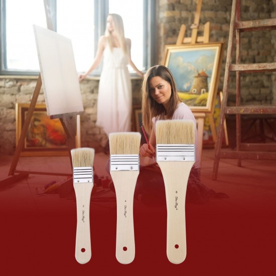 3pcs Professional Flat Paintbrush Set Bristle Paint Brush Wooden Handle Artist Paint Tool for Acrylic Oil Gouache Watercolor Wall Arts and Craft Painting DIY Projects Household Clean 3pcs Professional Flat Paintbrush Set Bristle Paint Brush Wooden Handle Artist Paint Tool for Acrylic Oil Gouache Watercolor Wall Arts and Craft Painting DIY Projects Household Clean