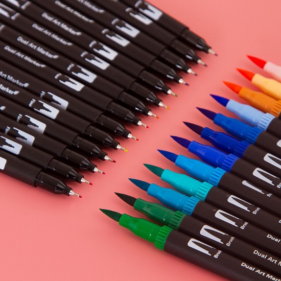 12 Colors Dual Tip Brush Pens Art Markers Set Brush and Fine Tips Colored Pens for Children Adults Artists Drawing Sketching Coloring Calligraphy Hand Lettering Journaling Planner Art Projects 12 Colors Dual Tip Brush Pens Art Markers Set Brush and Fine Tips Colored Pens for Children Adults Artists Drawing Sketching Coloring Calligraphy Hand Lettering Journaling Planner Art Projects