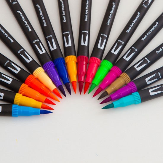 12 Colors Dual Tip Brush Pens Art Markers Set Brush and Fine Tips Colored Pens for Children Adults Artists Drawing Sketching Coloring Calligraphy Hand Lettering Journaling Planner Art Projects 12 Colors Dual Tip Brush Pens Art Markers Set Brush and Fine Tips Colored Pens for Children Adults Artists Drawing Sketching Coloring Calligraphy Hand Lettering Journaling Planner Art Projects