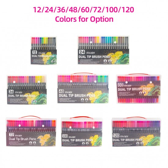 12 Colors Dual Tip Brush Pens Art Markers Set Brush and Fine Tips Colored Pens for Children Adults Artists Drawing Sketching Coloring Calligraphy Hand Lettering Journaling Planner Art Projects 12 Colors Dual Tip Brush Pens Art Markers Set Brush and Fine Tips Colored Pens for Children Adults Artists Drawing Sketching Coloring Calligraphy Hand Lettering Journaling Planner Art Projects