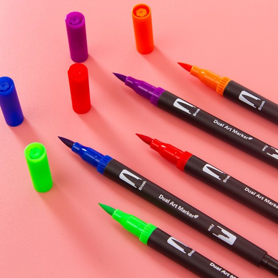 12 Colors Dual Tip Brush Pens Art Markers Set Brush and Fine Tips Colored Pens for Children Adults Artists Drawing Sketching Coloring Calligraphy Hand Lettering Journaling Planner Art Projects 12 Colors Dual Tip Brush Pens Art Markers Set Brush and Fine Tips Colored Pens for Children Adults Artists Drawing Sketching Coloring Calligraphy Hand Lettering Journaling Planner Art Projects