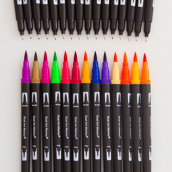 12 Colors Dual Tip Brush Pens Art Markers Set Brush and Fine Tips Colored Pens for Children Adults Artists Drawing Sketching Coloring Calligraphy Hand Lettering Journaling Planner Art Projects 12 Colors Dual Tip Brush Pens Art Markers Set Brush and Fine Tips Colored Pens for Children Adults Artists Drawing Sketching Coloring Calligraphy Hand Lettering Journaling Planner Art Projects
