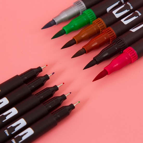12 Colors Dual Tip Brush Pens Art Markers Set Brush and Fine Tips Colored Pens for Children Adults Artists Drawing Sketching Coloring Calligraphy Hand Lettering Journaling Planner Art Projects 12 Colors Dual Tip Brush Pens Art Markers Set Brush and Fine Tips Colored Pens for Children Adults Artists Drawing Sketching Coloring Calligraphy Hand Lettering Journaling Planner Art Projects