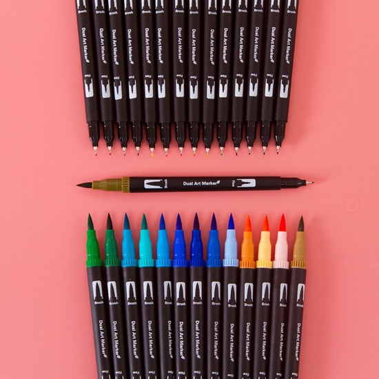 12 Colors Dual Tip Brush Pens Art Markers Set Brush and Fine Tips Colored Pens for Children Adults Artists Drawing Sketching Coloring Calligraphy Hand Lettering Journaling Planner Art Projects 12 Colors Dual Tip Brush Pens Art Markers Set Brush and Fine Tips Colored Pens for Children Adults Artists Drawing Sketching Coloring Calligraphy Hand Lettering Journaling Planner Art Projects