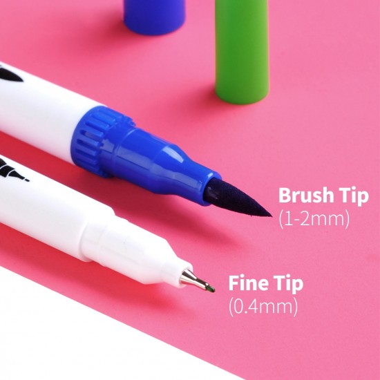 12 Colors Dual Tips Brush Pens Art Markers Brush and Fine Point Colored Pen for Children Adults Artists Drawing Coloring Books Calligraphy Writing Journaling Planner Hand Lettering 12 Colors Dual Tips Brush Pens Art Markers Brush and Fine Point Colored Pen for Children Adults Artists Drawing Coloring Books Calligraphy Writing Journaling Planner Hand Lettering