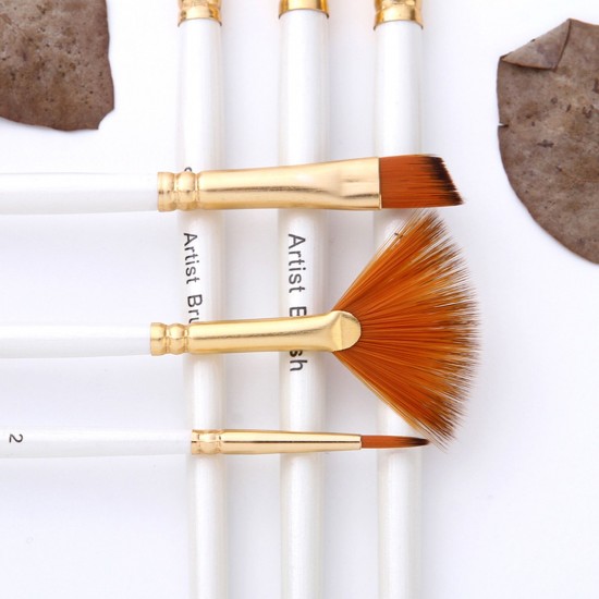 6pcs Pearl White Handle Combined Paint Brushes Set Nylon Hair Wooden Handle Artists Paintbrushes for Acrylic Oil Watercolor Gouache Nail Body Face Rock Drawing Arts Crafts Supplies Painting 6pcs Pearl White Handle Combined Paint Brushes Set Nylon Hair Wooden Handle Artists Paintbrushes for Acrylic Oil Watercolor Gouache Nail Body Face Rock Drawing Arts Crafts Supplies Painting