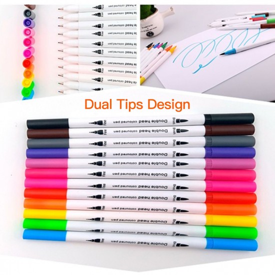12 Colors Markers Set Double Tipped Colored Pens Fine Point Art Markers for Kids Adults Coloring Drawing Illustrations Artist Sketching 12 Colors Markers Set Double Tipped Colored Pens Fine Point Art Markers for Kids Adults Coloring Drawing Illustrations Artist Sketching