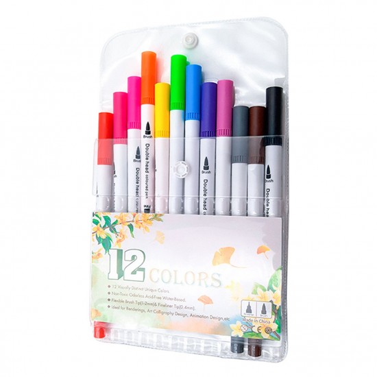12 Colors Markers Set Double Tipped Colored Pens Fine Point Art Markers for Kids Adults Coloring Drawing Illustrations Artist Sketching 12 Colors Markers Set Double Tipped Colored Pens Fine Point Art Markers for Kids Adults Coloring Drawing Illustrations Artist Sketching