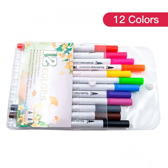 12 Colors Markers Set Double Tipped Colored Pens Fine Point Art Markers for Kids Adults Coloring Drawing Illustrations Artist Sketching 12 Colors Markers Set Double Tipped Colored Pens Fine Point Art Markers for Kids Adults Coloring Drawing Illustrations Artist Sketching