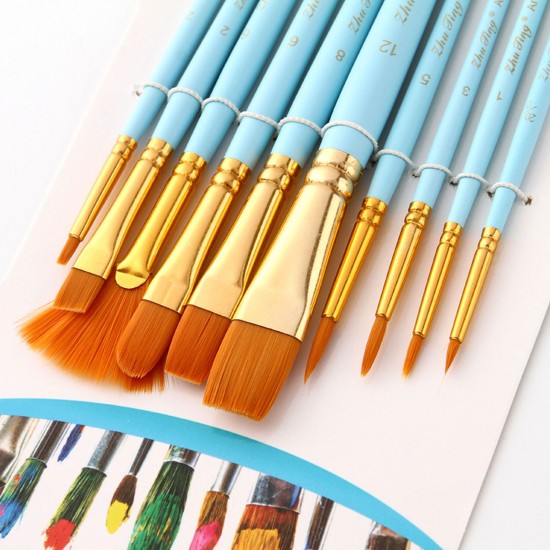 10pcs Watercolor Paint Brushes Set Nylon Hair Artist Paintbrushes with Fan Tip for Acrylic Oil Gouache Nail Body Face Rock Drawing Arts Crafts Supplies Painting 10pcs Watercolor Paint Brushes Set Nylon Hair Artist Paintbrushes with Fan Tip for Acrylic Oil Gouache Nail Body Face Rock Drawing Arts Crafts Supplies Painting