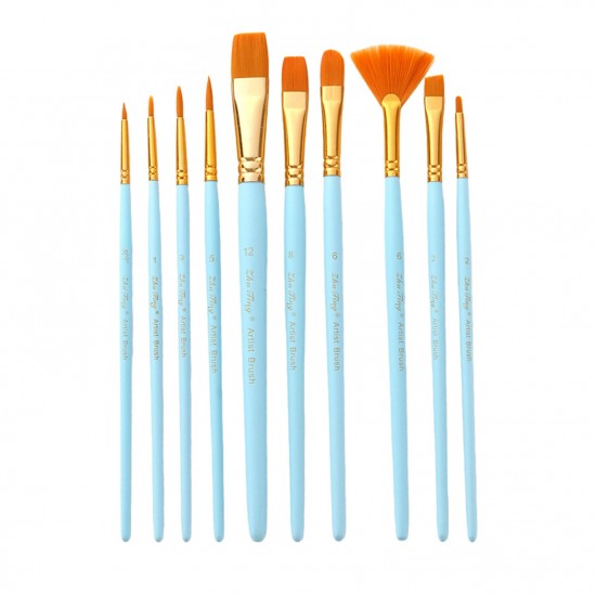 10pcs Watercolor Paint Brushes Set Nylon Hair Artist Paintbrushes with Fan Tip for Acrylic Oil Gouache Nail Body Face Rock Drawing Arts Crafts Supplies Painting 10pcs Watercolor Paint Brushes Set Nylon Hair Artist Paintbrushes with Fan Tip for Acrylic Oil Gouache Nail Body Face Rock Drawing Arts Crafts Supplies Painting