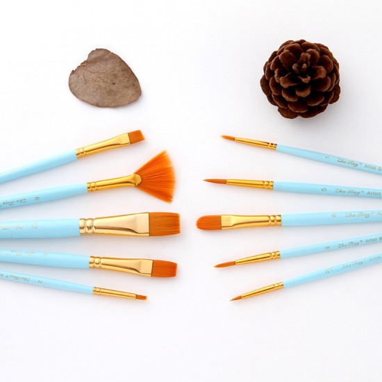 10pcs Watercolor Paint Brushes Set Nylon Hair Artist Paintbrushes with Fan Tip for Acrylic Oil Gouache Nail Body Face Rock Drawing Arts Crafts Supplies Painting 10pcs Watercolor Paint Brushes Set Nylon Hair Artist Paintbrushes with Fan Tip for Acrylic Oil Gouache Nail Body Face Rock Drawing Arts Crafts Supplies Painting