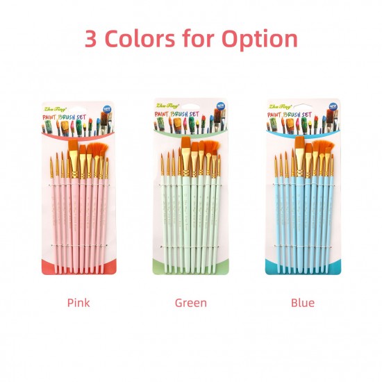10pcs Watercolor Paint Brushes Set Nylon Hair Artist Paintbrushes with Fan Tip for Acrylic Oil Gouache Nail Body Face Rock Drawing Arts Crafts Supplies Painting 10pcs Watercolor Paint Brushes Set Nylon Hair Artist Paintbrushes with Fan Tip for Acrylic Oil Gouache Nail Body Face Rock Drawing Arts Crafts Supplies Painting