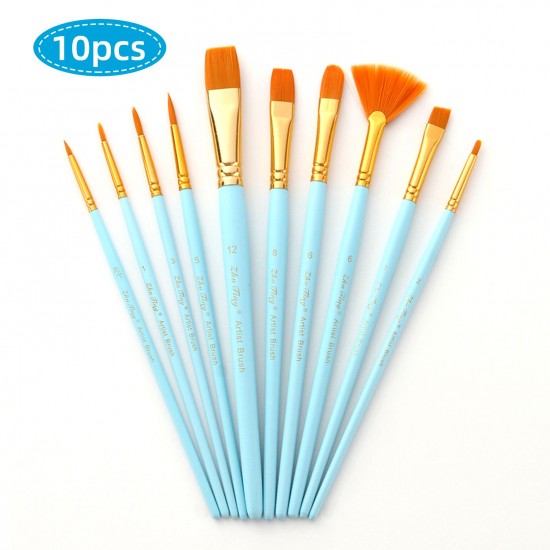 10pcs Watercolor Paint Brushes Set Nylon Hair Artist Paintbrushes with Fan Tip for Acrylic Oil Gouache Nail Body Face Rock Drawing Arts Crafts Supplies Painting 10pcs Watercolor Paint Brushes Set Nylon Hair Artist Paintbrushes with Fan Tip for Acrylic Oil Gouache Nail Body Face Rock Drawing Arts Crafts Supplies Painting