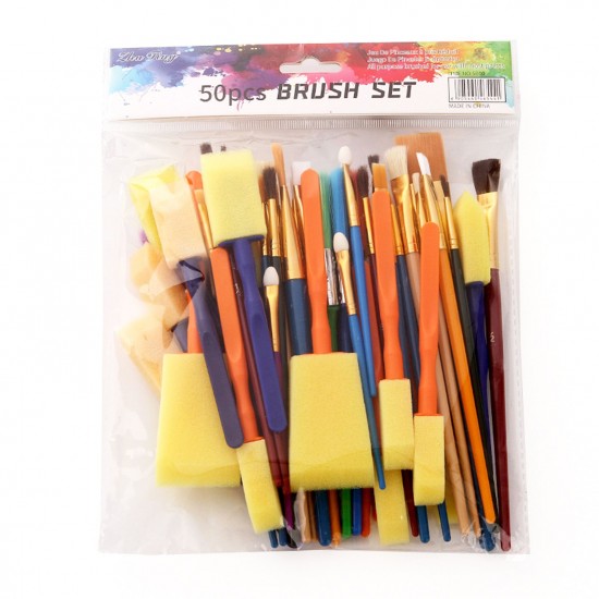 50PCS Paintbrushes All Purpose Washable Paint Brushes Set Artist Variety Value Pack Sponge Painting Brush Set Flat Round Angle Foam Tipped 50PCS Paintbrushes All Purpose Washable Paint Brushes Set Artist Variety Value Pack Sponge Painting Brush Set Flat Round Angle Foam Tipped