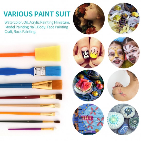 50PCS Paintbrushes All Purpose Washable Paint Brushes Set Artist Variety Value Pack Sponge Painting Brush Set Flat Round Angle Foam Tipped 50PCS Paintbrushes All Purpose Washable Paint Brushes Set Artist Variety Value Pack Sponge Painting Brush Set Flat Round Angle Foam Tipped