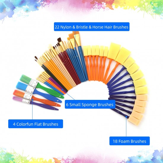 50PCS Paintbrushes All Purpose Washable Paint Brushes Set Artist Variety Value Pack Sponge Painting Brush Set Flat Round Angle Foam Tipped 50PCS Paintbrushes All Purpose Washable Paint Brushes Set Artist Variety Value Pack Sponge Painting Brush Set Flat Round Angle Foam Tipped