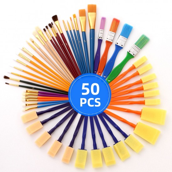 50PCS Paintbrushes All Purpose Washable Paint Brushes Set Artist Variety Value Pack Sponge Painting Brush Set Flat Round Angle Foam Tipped 50PCS Paintbrushes All Purpose Washable Paint Brushes Set Artist Variety Value Pack Sponge Painting Brush Set Flat Round Angle Foam Tipped