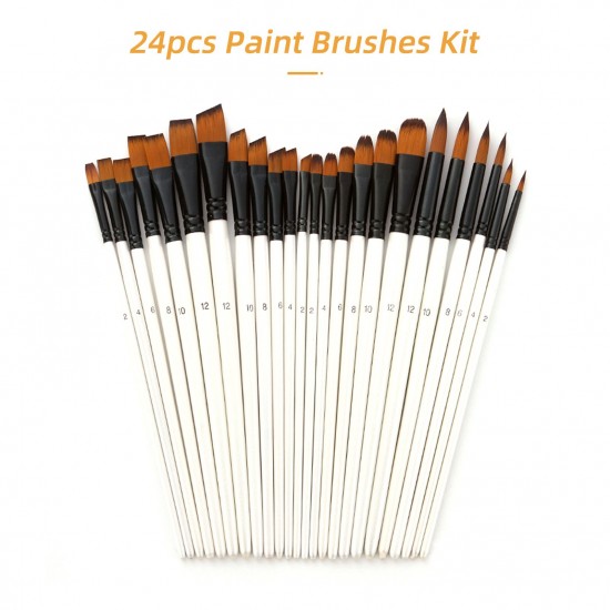 24pcs Draw Paint Brushes Set Kit Artist Paintbrush Round Brushes with Nylon Hair for Artist Acrylic Aquarelle Watercolor Gouache Face Painting for Great Art Drawing Supplies for Painter Students 24pcs Draw Paint Brushes Set Kit Artist Paintbrush Round Brushes with Nylon Hair for Artist Acrylic Aquarelle Watercolor Gouache Face Painting for Great Art Drawing Supplies for Painter Students
