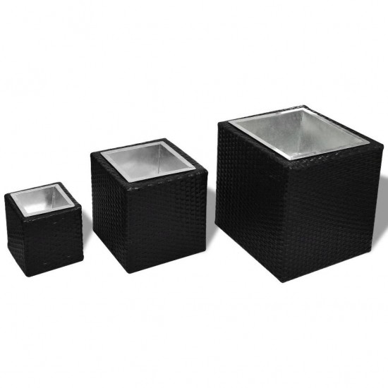 Garden Raised Beds 3 pcs Poly Rattan Black Garden Raised Beds 3 pcs Poly Rattan Black