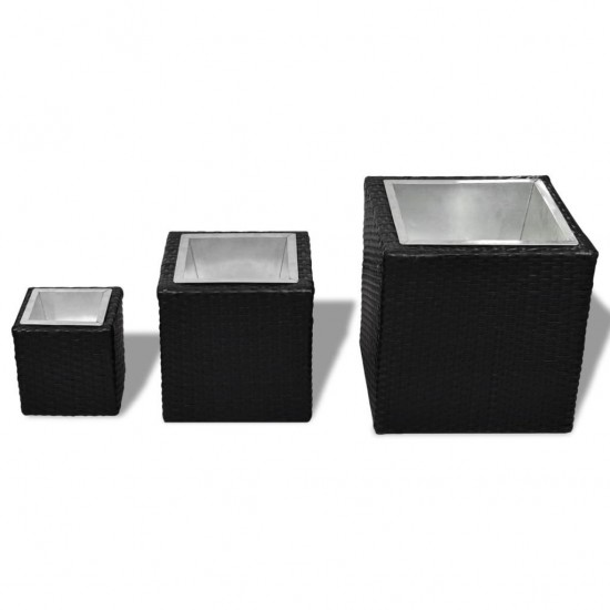 Garden Raised Beds 3 pcs Poly Rattan Black Garden Raised Beds 3 pcs Poly Rattan Black