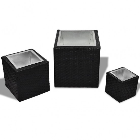 Garden Raised Beds 3 pcs Poly Rattan Black Garden Raised Beds 3 pcs Poly Rattan Black