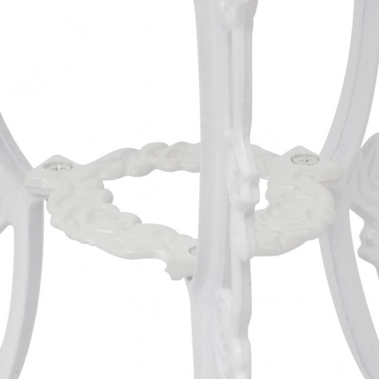 3 Piece Bistro Set Cast Aluminium White 3 Piece Bistro Set Cast Aluminium White