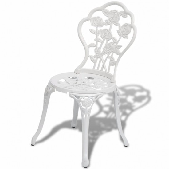 3 Piece Bistro Set Cast Aluminium White 3 Piece Bistro Set Cast Aluminium White