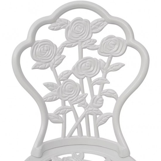 3 Piece Bistro Set Cast Aluminium White 3 Piece Bistro Set Cast Aluminium White