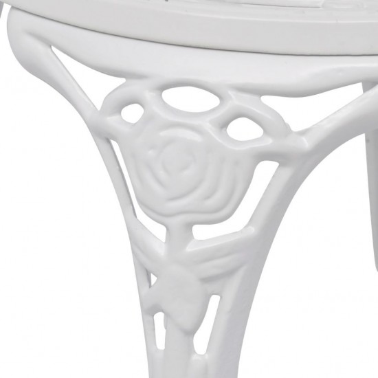 3 Piece Bistro Set Cast Aluminium White 3 Piece Bistro Set Cast Aluminium White