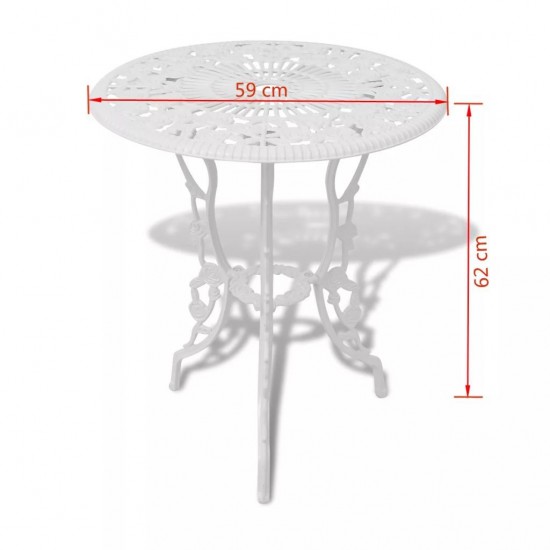 3 Piece Bistro Set Cast Aluminium White 3 Piece Bistro Set Cast Aluminium White