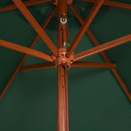 Parasol 270x270 cm Wooden Pole Green Parasol 270x270 cm Wooden Pole Green
