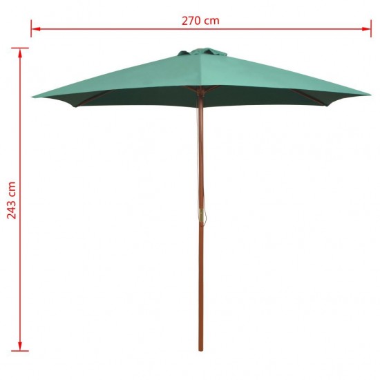 Parasol 270x270 cm Wooden Pole Green Parasol 270x270 cm Wooden Pole Green