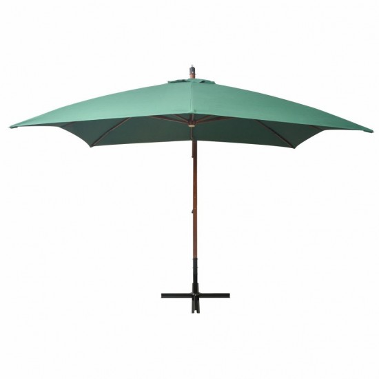 Hanging Parasol 300x300 cm Wooden Pole Green Hanging Parasol 300x300 cm Wooden Pole Green