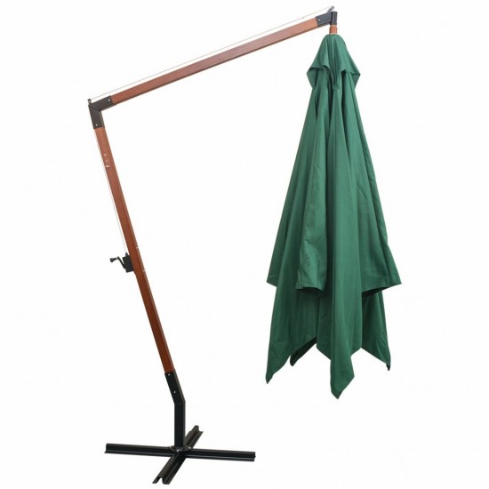 Hanging Parasol 300x300 cm Wooden Pole Green Hanging Parasol 300x300 cm Wooden Pole Green