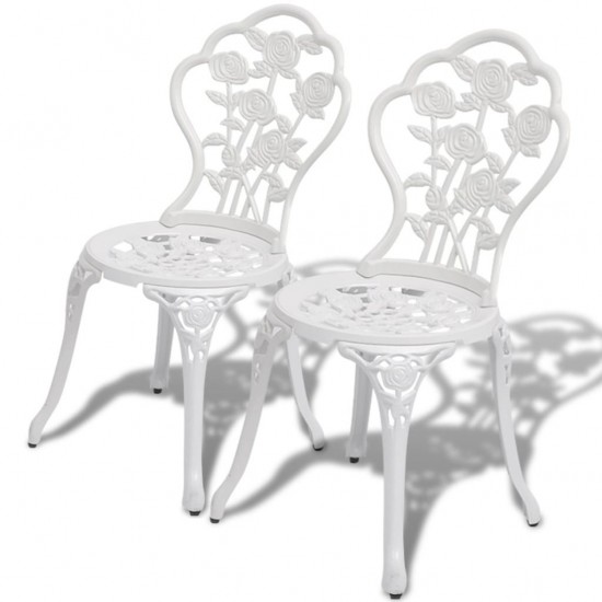 3 Piece Bistro Set Cast Aluminium White 3 Piece Bistro Set Cast Aluminium White