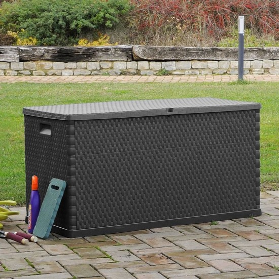 Garden Storage Box Anthracite 120x56x63 cm PP Rattan Garden Storage Box Anthracite 120x56x63 cm PP Rattan
