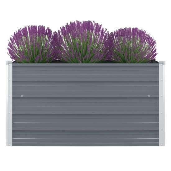Raised Garden Bed 100x100x45 cm Galvanised Steel Grey Raised Garden Bed 100x100x45 cm Galvanised Steel Grey