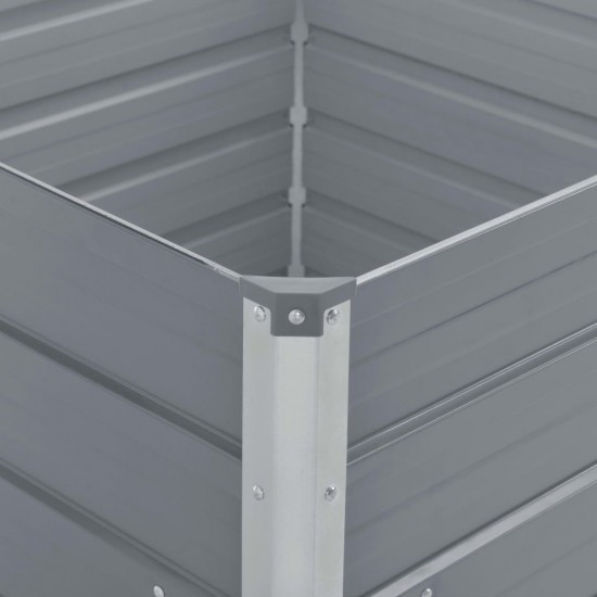 Raised Garden Bed 100x100x45 cm Galvanised Steel Grey Raised Garden Bed 100x100x45 cm Galvanised Steel Grey