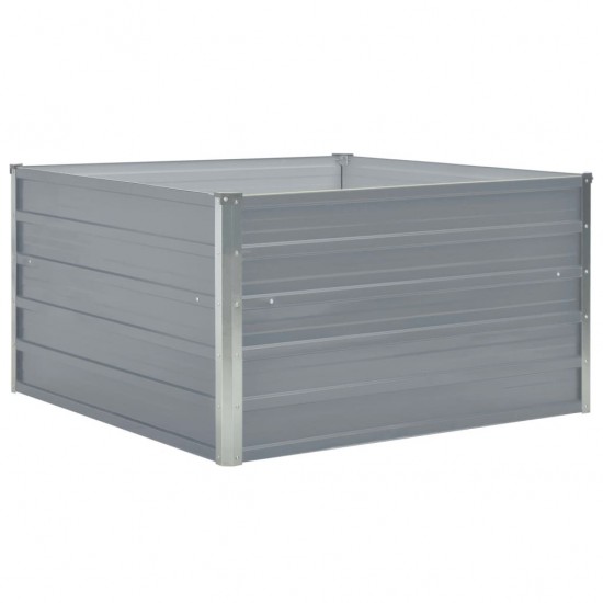 Raised Garden Bed 100x100x45 cm Galvanised Steel Grey Raised Garden Bed 100x100x45 cm Galvanised Steel Grey
