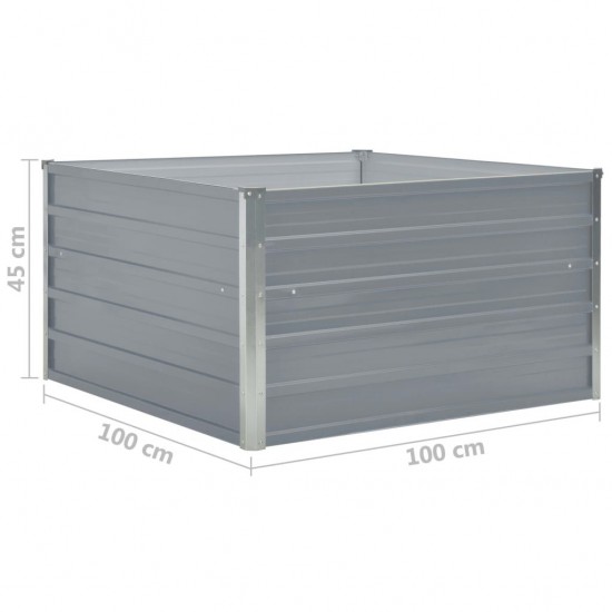 Raised Garden Bed 100x100x45 cm Galvanised Steel Grey Raised Garden Bed 100x100x45 cm Galvanised Steel Grey