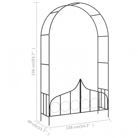Garden Arch with Gate Black 138x40x238 cm Iron Garden Arch with Gate Black 138x40x238 cm Iron