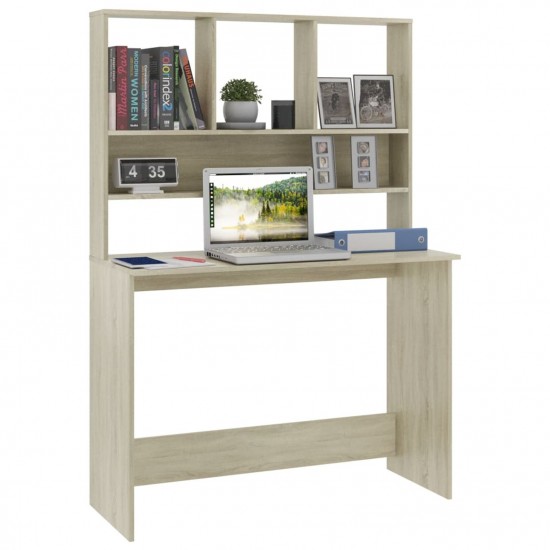 Desk with Shelves Sonoma Oak 110x45x157 cm Chipboard Desk with Shelves Sonoma Oak 110x45x157 cm Chipboard