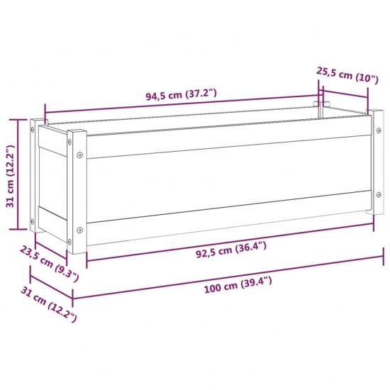 Garden Planters 2 pcs Black 100x31x31 cm Solid Pinewood Garden Planters 2 pcs Black 100x31x31 cm Solid Pinewood