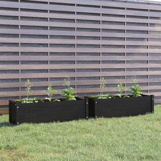 Garden Planters 2 pcs Black 100x31x31 cm Solid Pinewood Garden Planters 2 pcs Black 100x31x31 cm Solid Pinewood