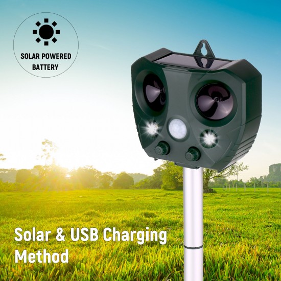 Solar Ultrasonic Repeller Waterproof Outdoor Pest Animal Expeller with Motion Sensor and Flashing Light Repeller for Cats Dogs Repel-pesticides Solar Ultrasonic Repeller Waterproof Outdoor Pest Animal Expeller with Motion Sensor and Flashing Light Repeller for Cats Dogs Repel-pesticides