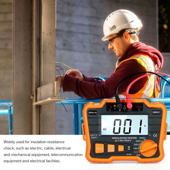 KKmoon Insulation Resistance Tester DCV ACV Meter 1000V Ground Megger Megohmmeter MegOhm Voltmeter w/LCD Backlight Display KKmoon Insulation Resistance Tester DCV ACV Meter 1000V Ground Megger Megohmmeter MegOhm Voltmeter w/LCD Backlight Display