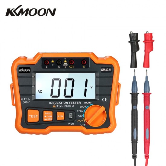 KKmoon Insulation Resistance Tester DCV ACV Meter 1000V Ground Megger Megohmmeter MegOhm Voltmeter w/LCD Backlight Display KKmoon Insulation Resistance Tester DCV ACV Meter 1000V Ground Megger Megohmmeter MegOhm Voltmeter w/LCD Backlight Display