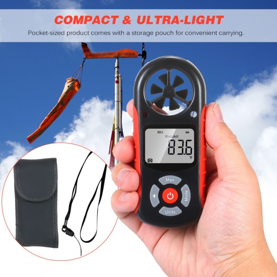 8 in 1 Handheld Digital Anemometer Wind Speed/Wind Chill/Temperature/Humidity/Heat Index/Dew Point/Barometric Pressure/Altitude Meter Digital Meteorograph with LCD Backlight 8 in 1 Handheld Digital Anemometer Wind Speed/Wind Chill/Temperature/Humidity/Heat Index/Dew Point/Barometric Pressure/Altitude Meter Digital Meteorograph with LCD Backlight