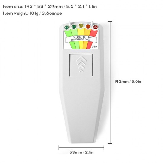 Electromagnetic Field EMF Gauss Meter Radiation Detector Portable EMF Magnetic Field Monitor 5 LED Gauss Meter Electromagnetic Field EMF Gauss Meter Radiation Detector Portable EMF Magnetic Field Monitor 5 LED Gauss Meter